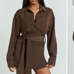 Showpo Chocolate Brown Shirt Dress
